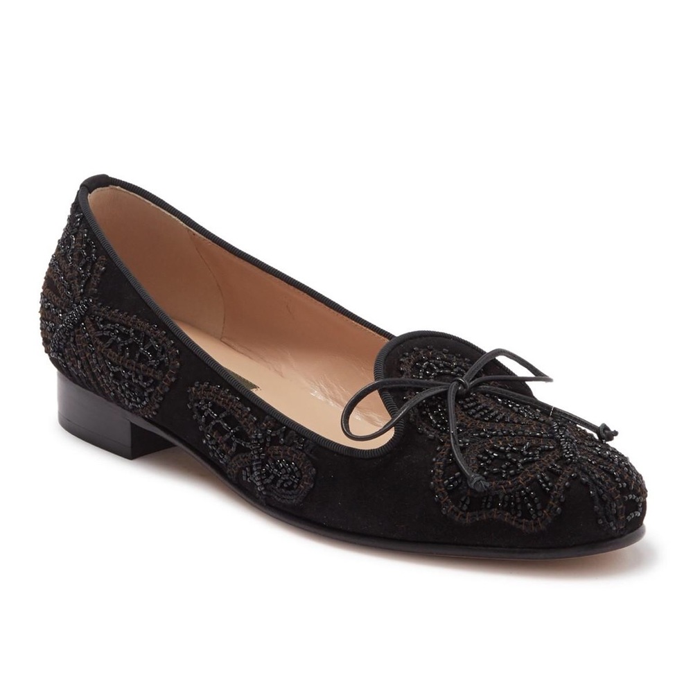Valentino Black Beaded Butterfly Slip-on Flat